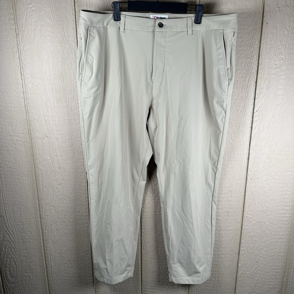 Birddogs Performance Chino Pants Mens 38x30 Beige Golf Stretch Travel Classic
